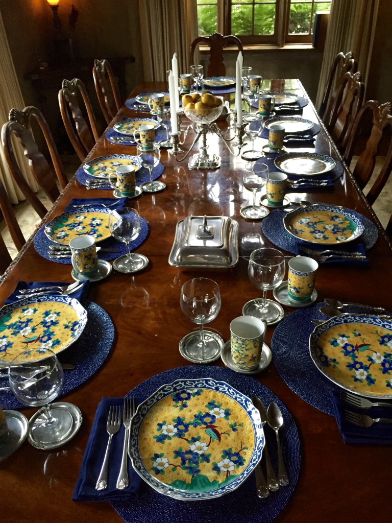 The beautifully arranged dining room table at Old Monterey Inn.